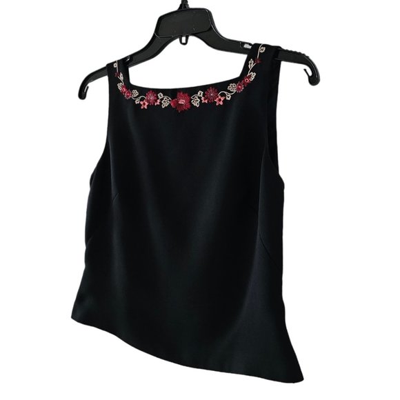 Petite Sophisticate Square-Neck Sleeveless Embroidered Top | NWOT | 4P | Black - Picture 3 of 16